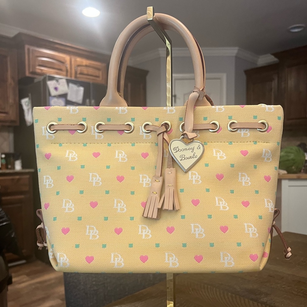Dooney & Bourke Yellow Bag with Pink and Green Accents